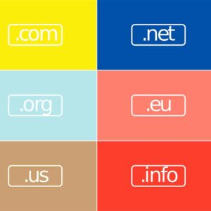 Image représentant des extensions de nom de domaine internet pour la création de sites web et adresses emails professionnelles